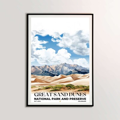 Great Sand Dunes National Park and Preserve Poster, Travel Art, Office Poster, Home Decor | S4 - image1